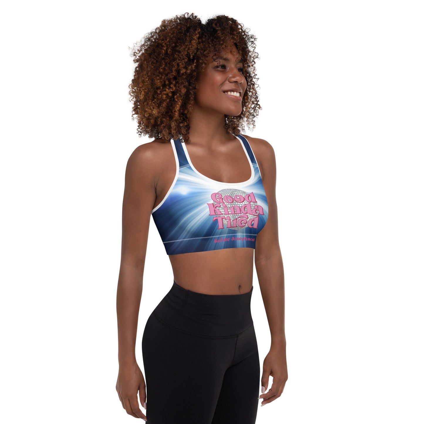 Good Kinda Tired disco Ball-Padded Sports Bra