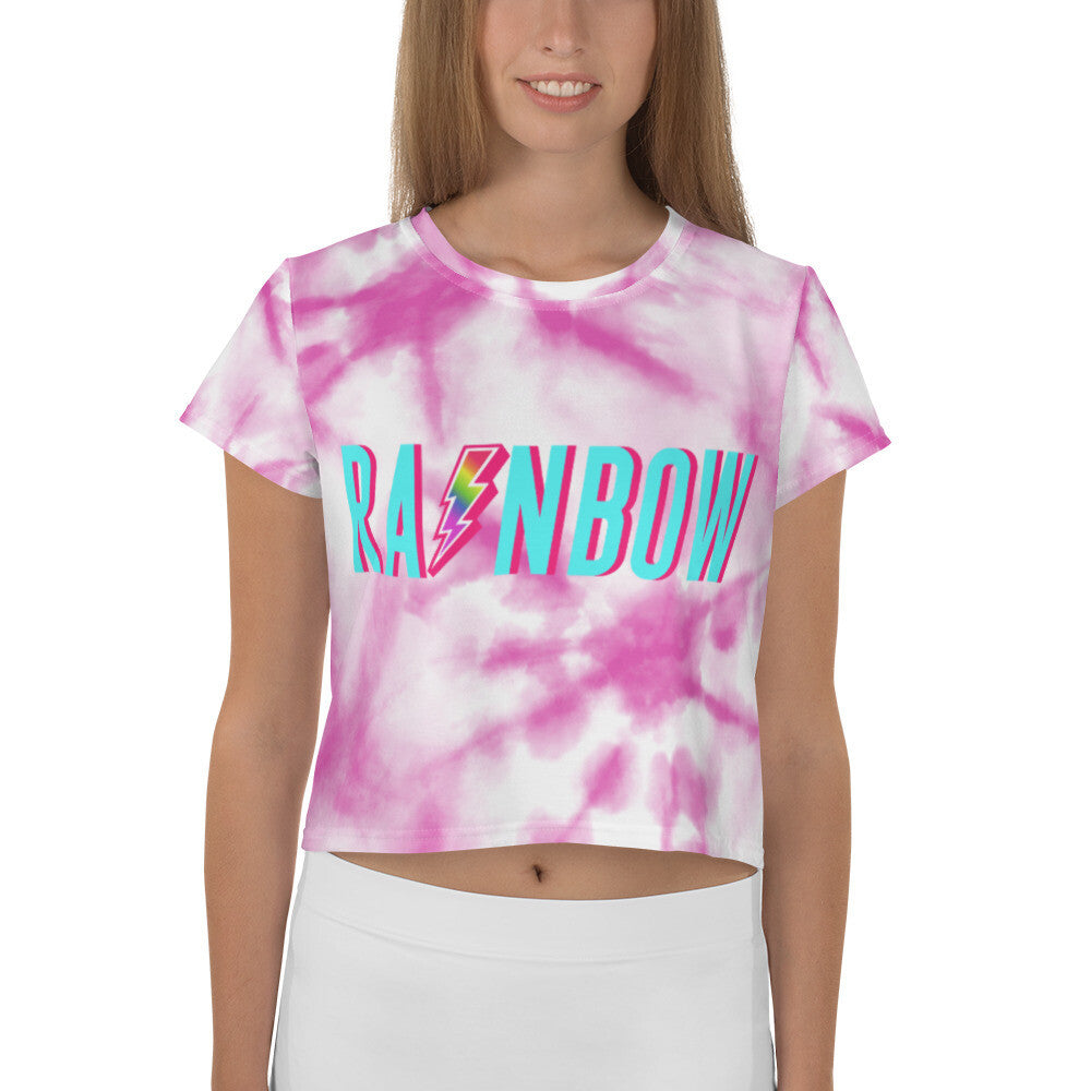 The Pink Tie Dye Rainbow Crop Tee