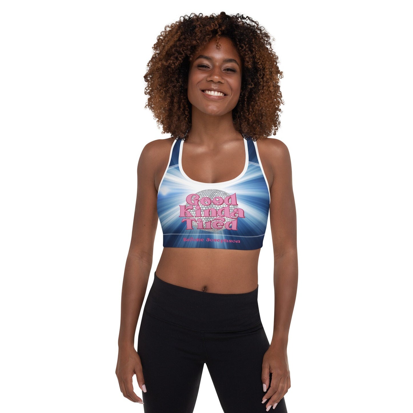 Good Kinda Tired disco Ball-Padded Sports Bra