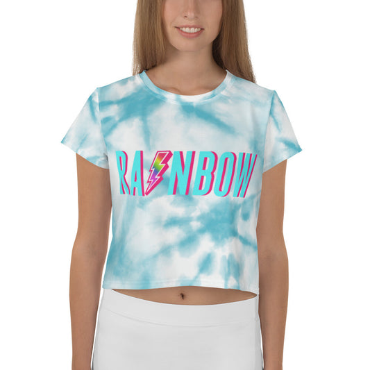 The Blue tie Dye Rainbow Crop Tee