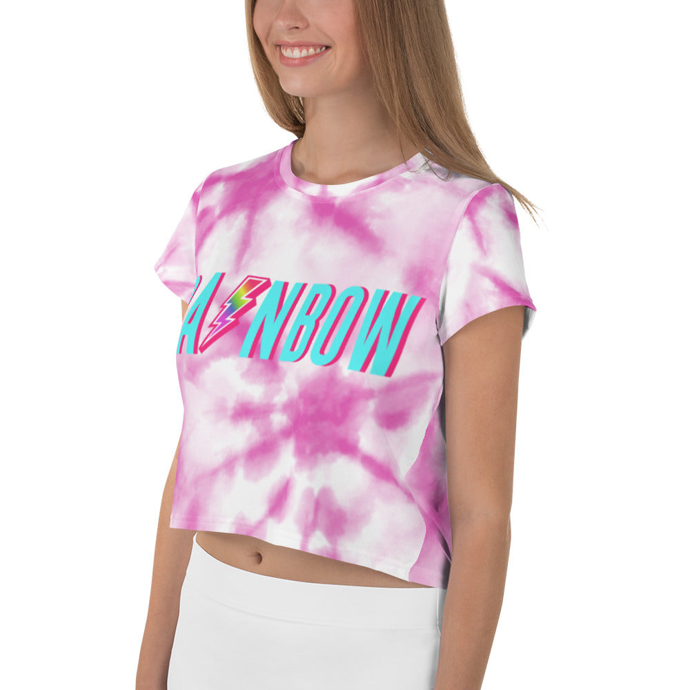 The Pink Tie Dye Rainbow Crop Tee