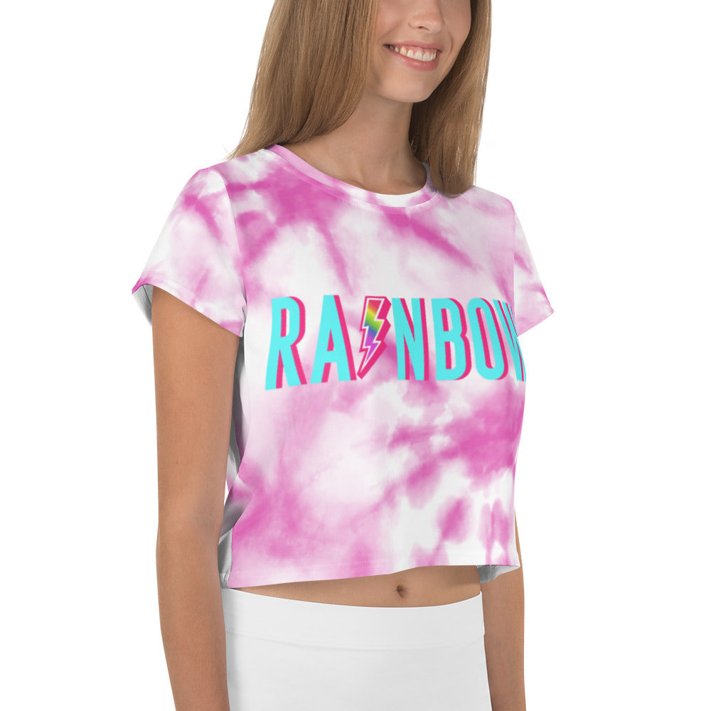 The Pink Tie Dye Rainbow Crop Tee