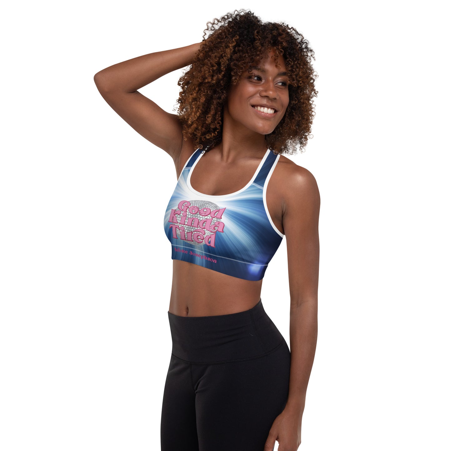 Good Kinda Tired disco Ball-Padded Sports Bra